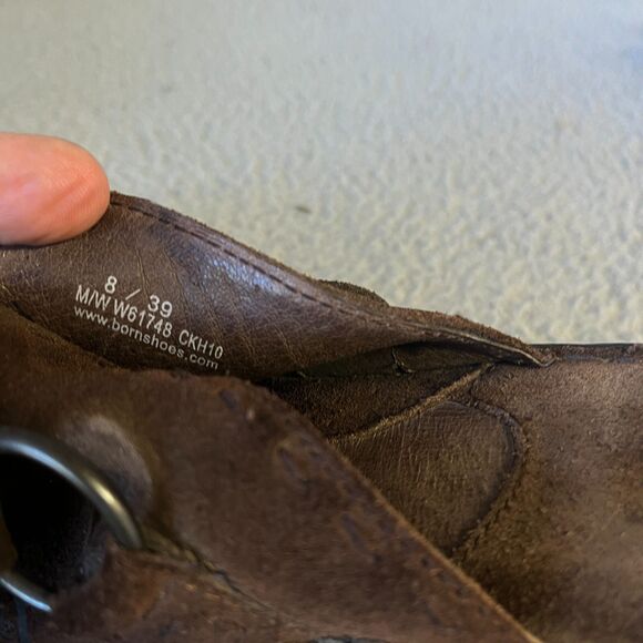 Born Leather Womens Shoes 8  Brown Mules Slip On Casual Wedge Heel - Picture 8 of 10